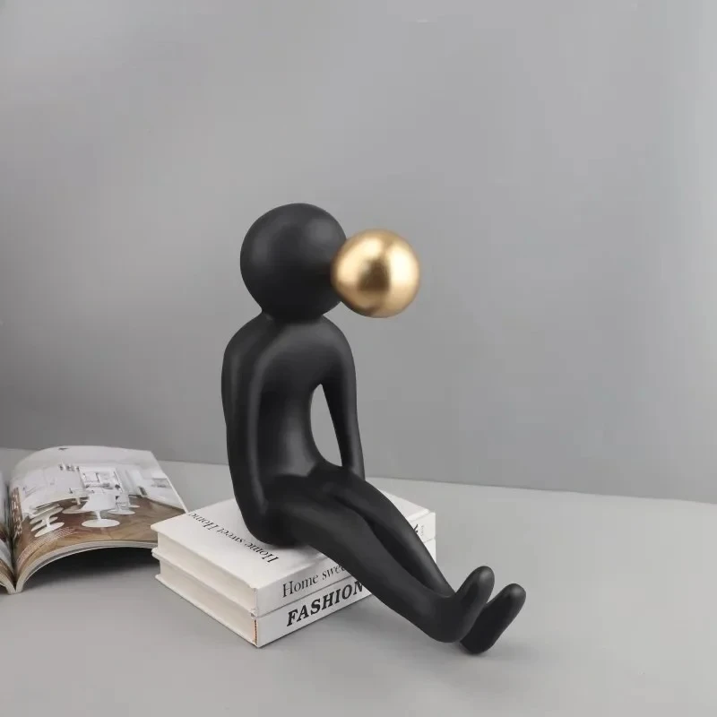 Abstract Black Figures Resin Statue Crafts Desk Decoration Ornaments Minimalism Character Sculpture Room Aesthetics Decor