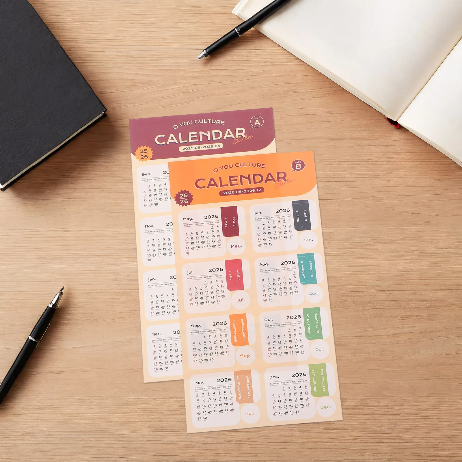 

2026 Monthly Planner Stickers Adhesive Calendar Tabs Complete Year Coverage Color Coded Organization for Daily Planning