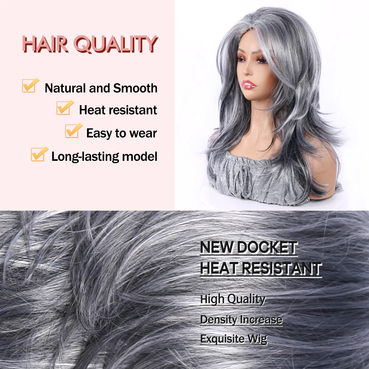 Short Natural Wavy Silver Gray Synthetic Wigs for America Africa Women Cosplay  Daily Party Heat Resistant Fiber