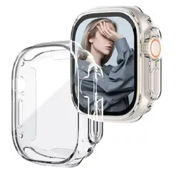 Transparent Case For Apple Watch Series 1/2/3/4/5/6/7/8/9 SE Screen Protector Soft TPU Cover for iWatch 38/40/41/42/45/44 mm