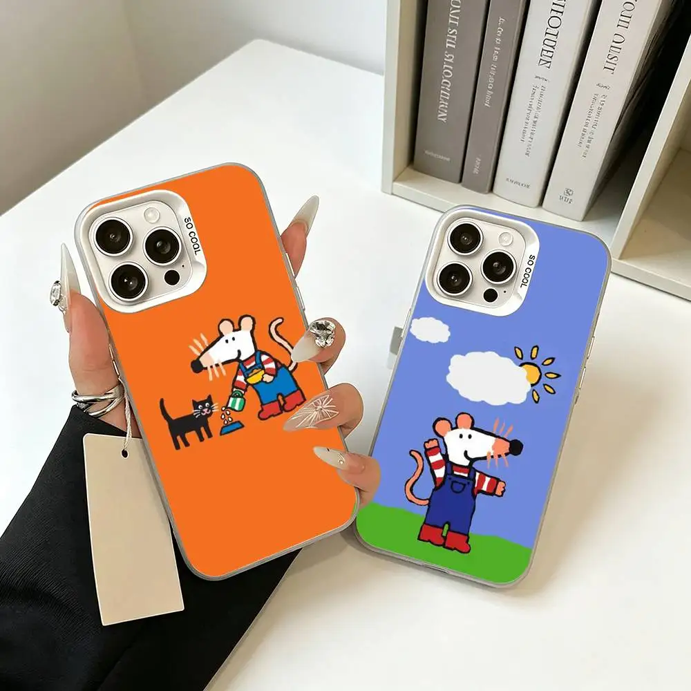 Funda para Teléfono M-Maisy Mouse R-Rat para iPhone 17 Air 16 15 14 13 12 11 Pro Max, Blanca y Plateada, Carcasa Rígida