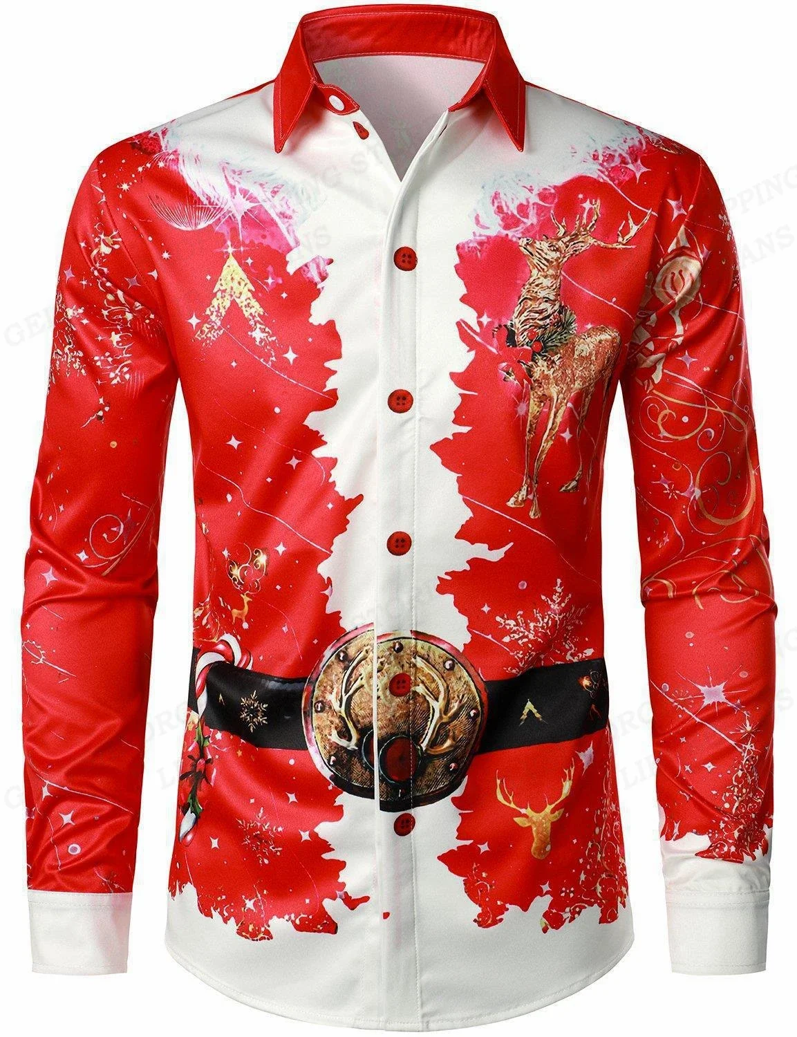 

Christmas Hawaiian Shirts Christmas Tree Printed Shirts Men Fashion Shirts Long Sleeve Beach Blouse Lapel Bluoses Men's Clothing