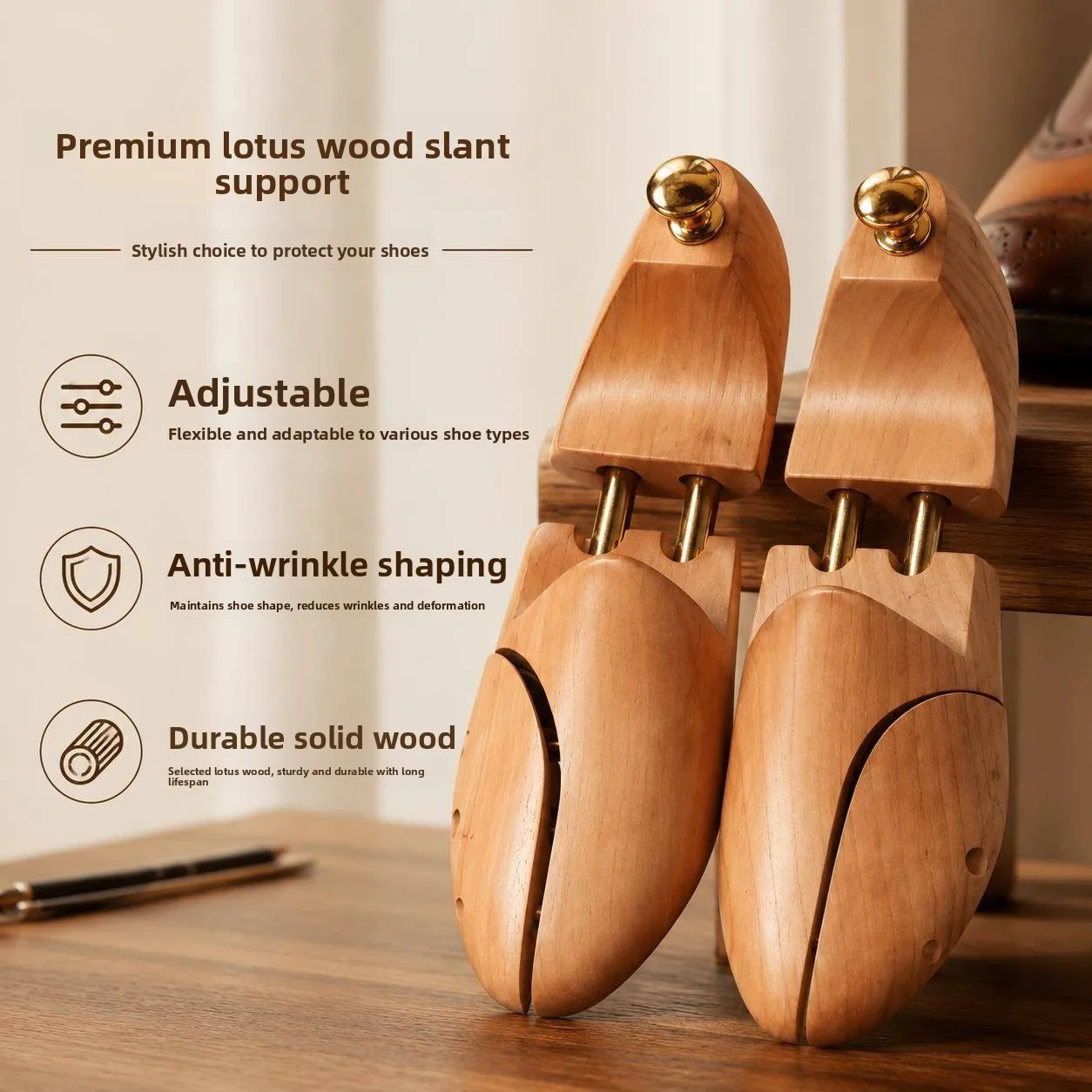 soporte-para-zapatos-de-madera-de-loto-premium-ajustable-de-cuero-antiarrugas-para-uso-domestico-productos-para-el-cuida