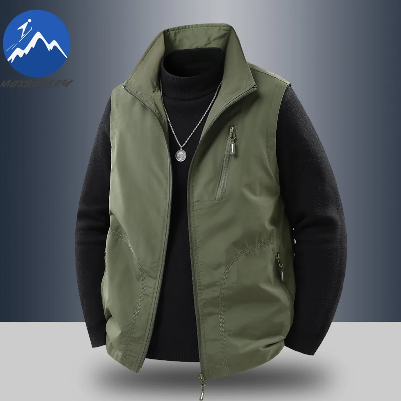 

Maxbarley Man Working Vest Outdoor Hunting Fishing Zipper Pocket Sleeveless Jacket 2026 Summer Travel Thin Vests Men Clothing