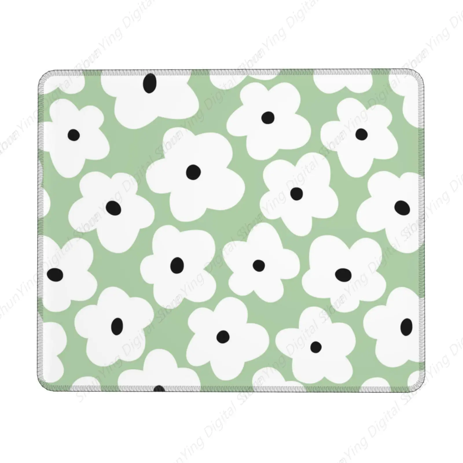 Cute Green Floral Pattern Mouse Pad Suitable For Gaming Office Laptops Anti Slip Rubber Mouse Pad 18*22cm