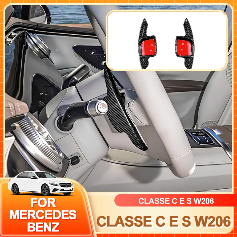 

Внутренние молдинги из углеродного волокна, переключатель рулевого колеса автомобиля для Mercedes-Benz C/E/S Class W206 Facelift W213/S213/C238/A238
