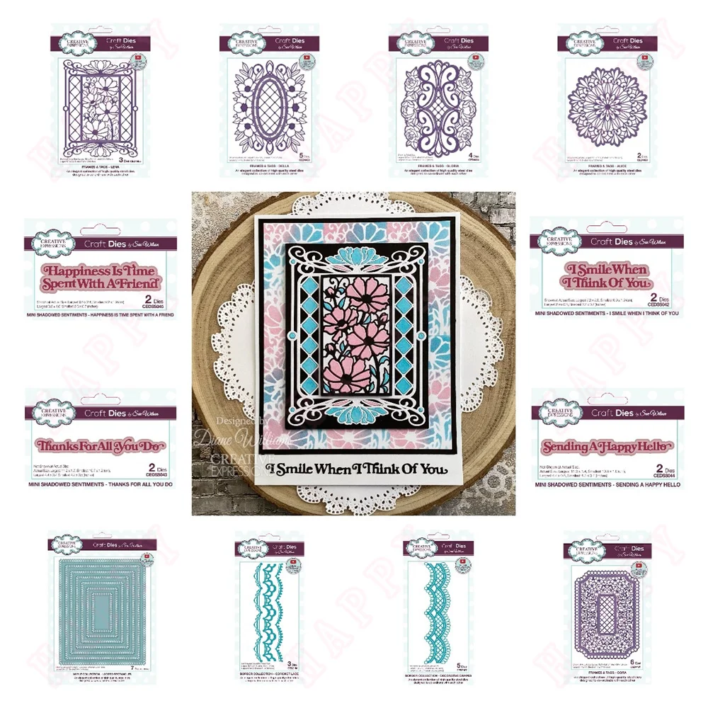 Alice Craft Die Frames & Tags Cora Happy Hello Dies I Think Of You Dies Metal Cutting Die Scrapbook Paper Making for DIY  Crafts