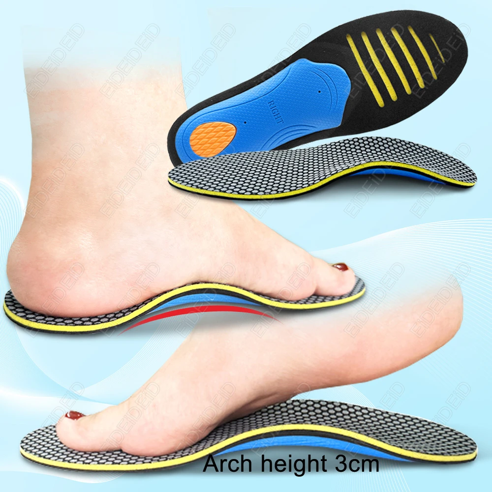 

1/2 Pairs EVA Orthopedic Insoles 3D Arch Support Flatfoot Correction Breathable Shock-Absorbing Non-Slip Foot Care pads Unisex