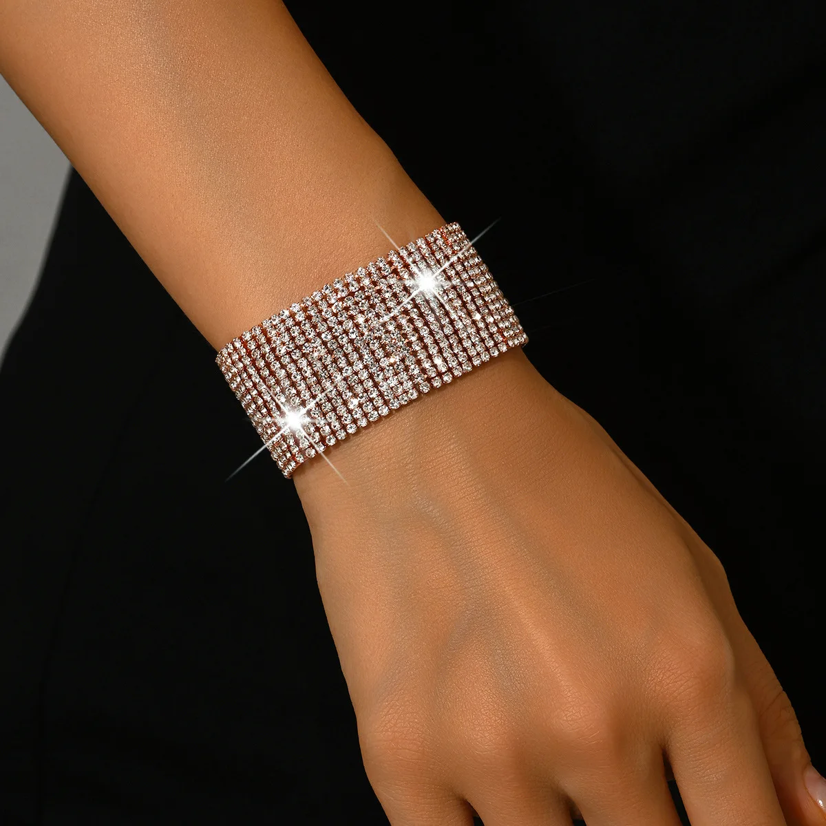 الحد الأدنى لامعة كاملة كريستال سوار المرأة هدية موضة صفوف متعددة العصرية مجوهرات الذكرى مهرجان مأدبة الملحقات