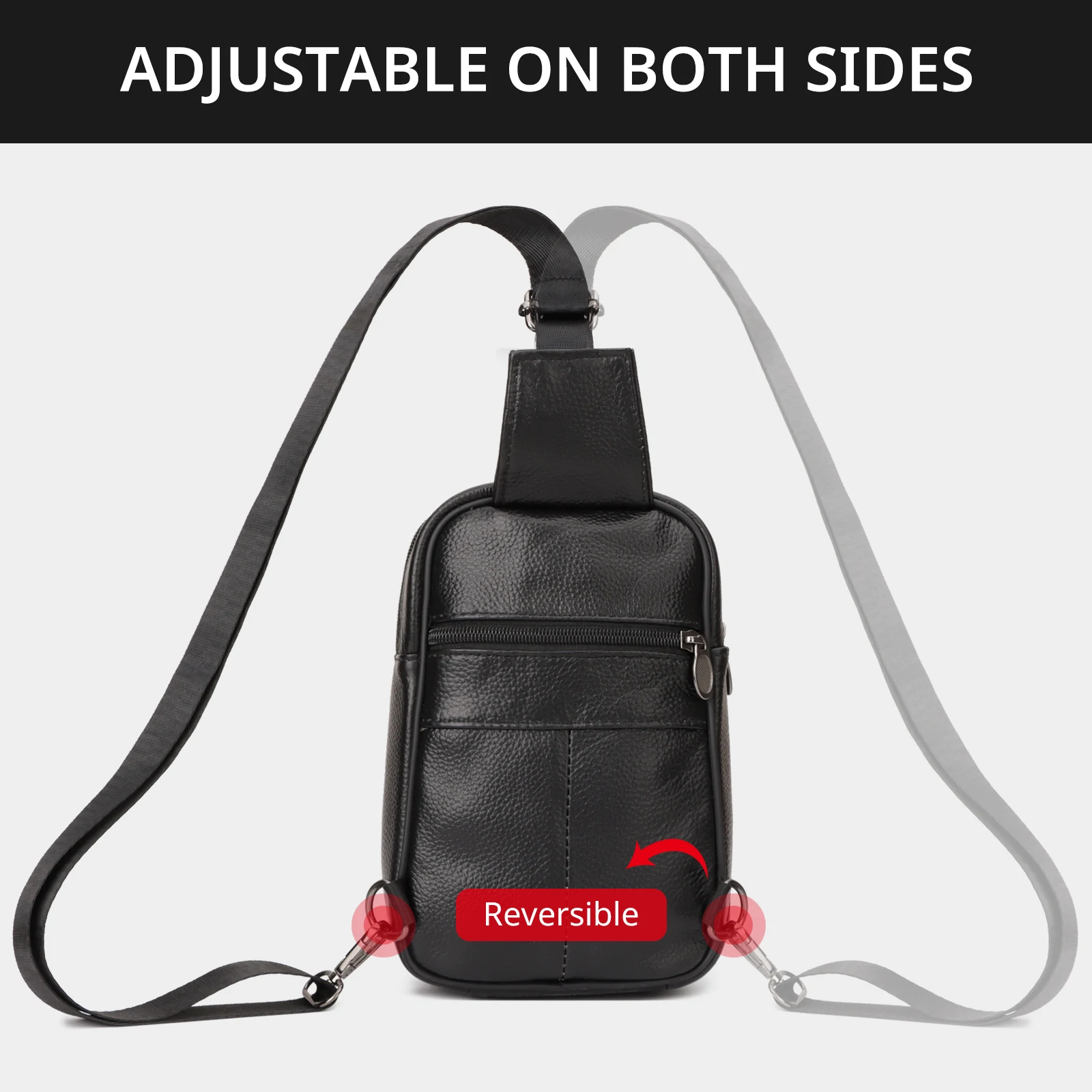 Genuine Leather Crossbody Sling Bag for Men and Women Small Fanny Pack Purses Chest Bag Travel Backpack Daypack image 4