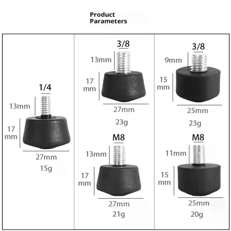 1Pc Universal Anti-slip Rubber Foot Pad Feet Spike 3/8 Inch 1/4 Inch M8 Photography Accessories For Tripod Monopod