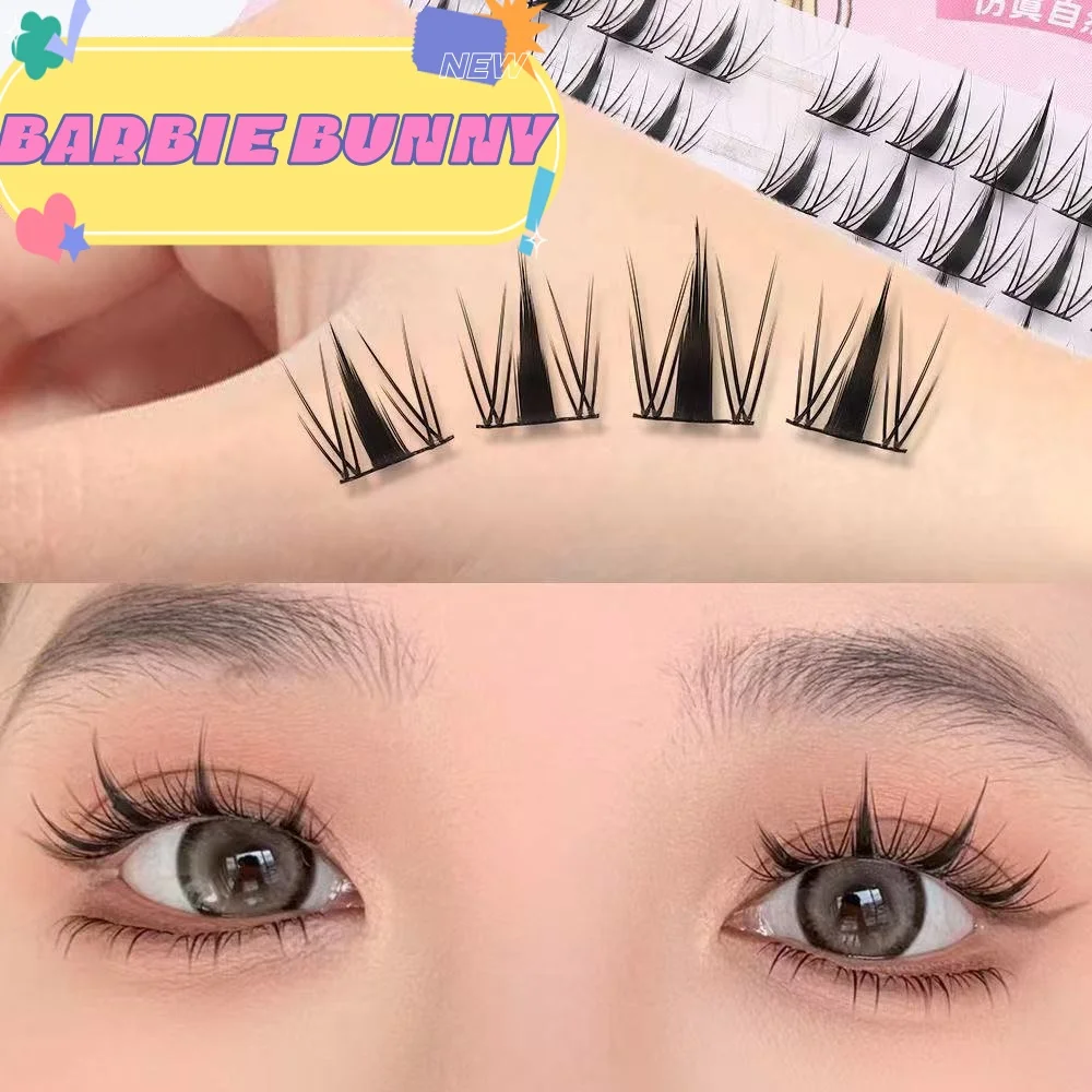 MIAOJIE Cartoon Angel False Eyelashes 100 Clusters Large Capacity 10-13mm Thin Black Stem Beginner DIY Simulation Eyelashes