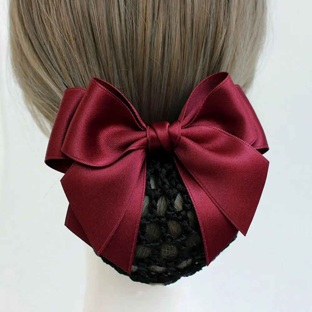 Hair Clip Sweet Nurse Female Hotel Bowknot Hairgrips Cover Net Korean Bun Snood Women Spring Clip Ponytail Clip