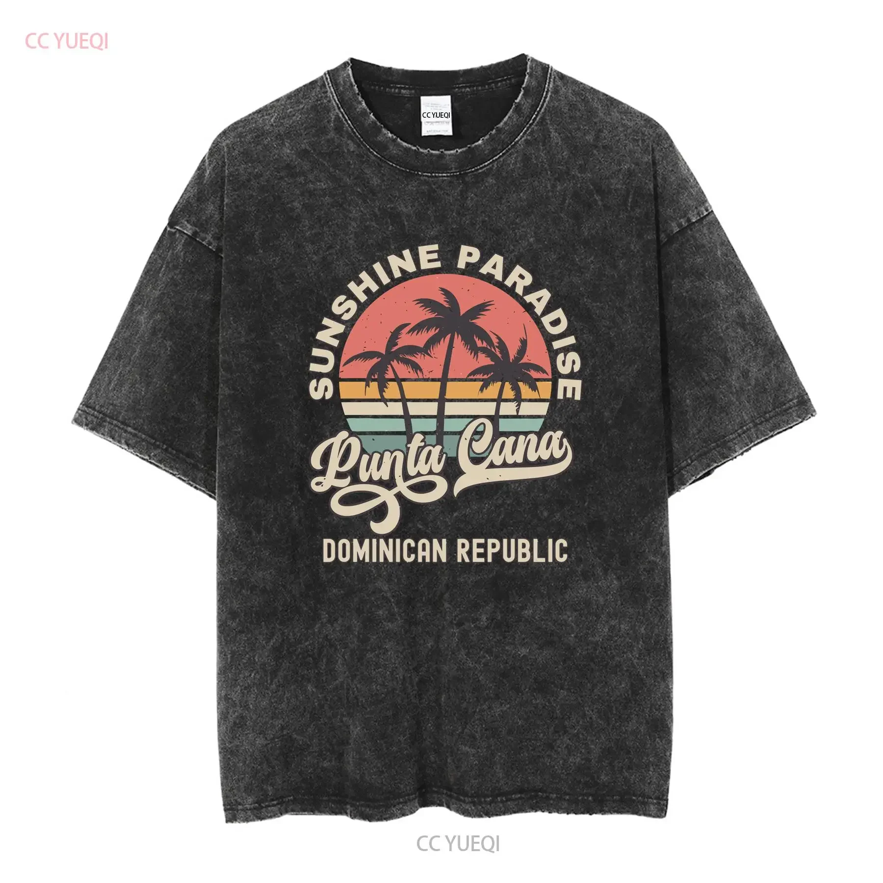 Punta Cana T Shirt Dominican Republic Souvenir Palm Tree Retro SunseT Matching Girls Trip long or short sleeves vintage Washed