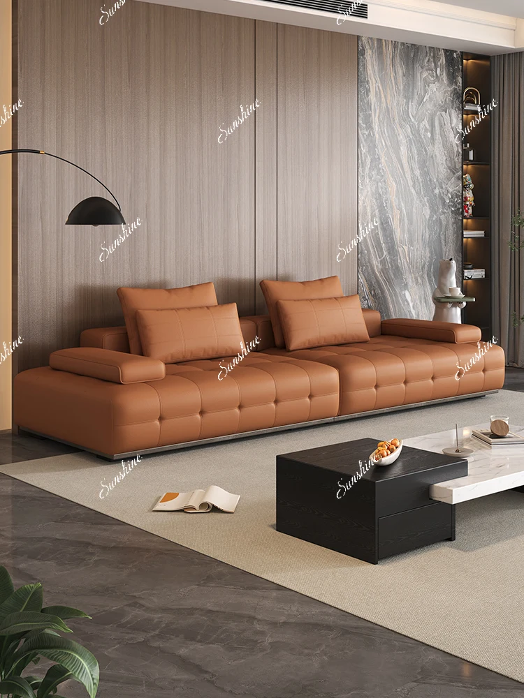 French style, fabric sofa, modern simple living room, large apartment, straight row