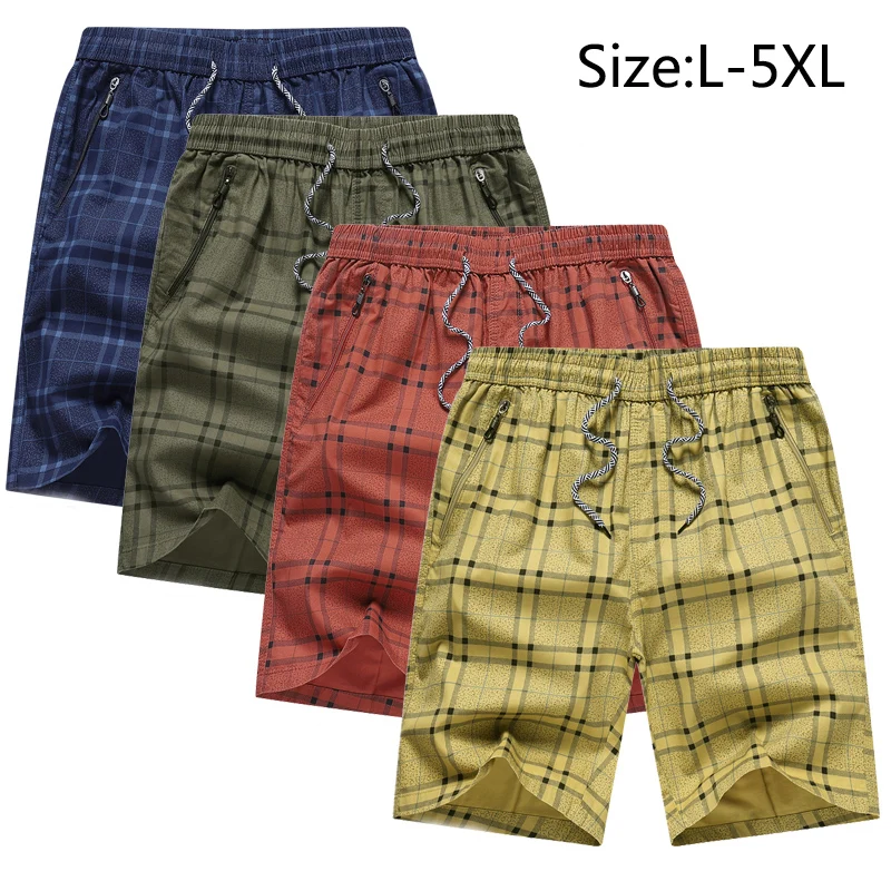 Wholesale New Loose Fashion Shorts Pure 100% Cotton Casual 4 color Selection Plaid Clothing Beach Shorts Men