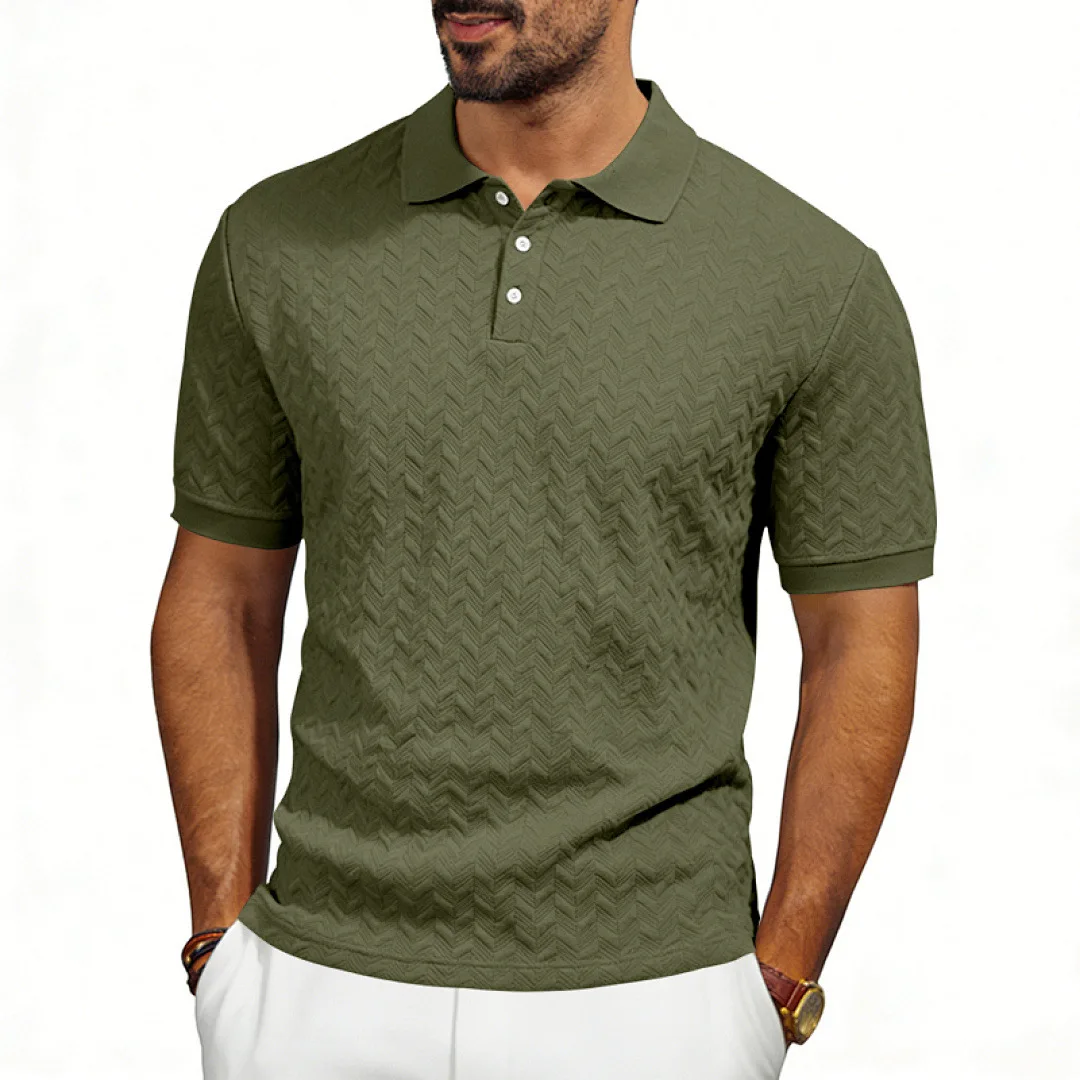 Grenzüberschreitendes Amazon American Heavy-Duty Polo-Shirt mit lockerem Texturmuster, einfarbig, Jacquard, lässig, schlicht, trendig, kurzärmelig – Detail 27