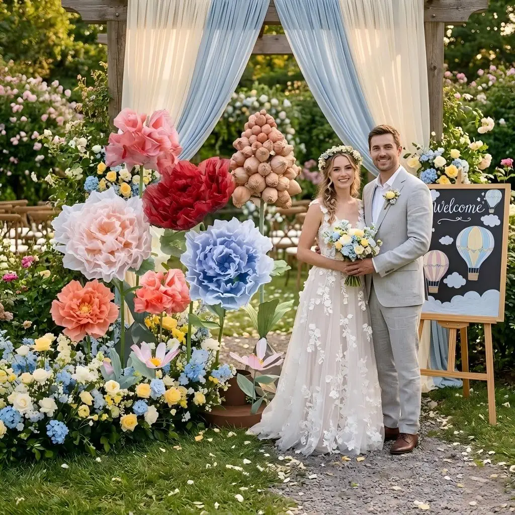 60/90cm Intelligent Automatic Opening Closing Giant Silk Peony Flowers, Mechanical Dynamic Blossom for Wedding Stage Road Lead,