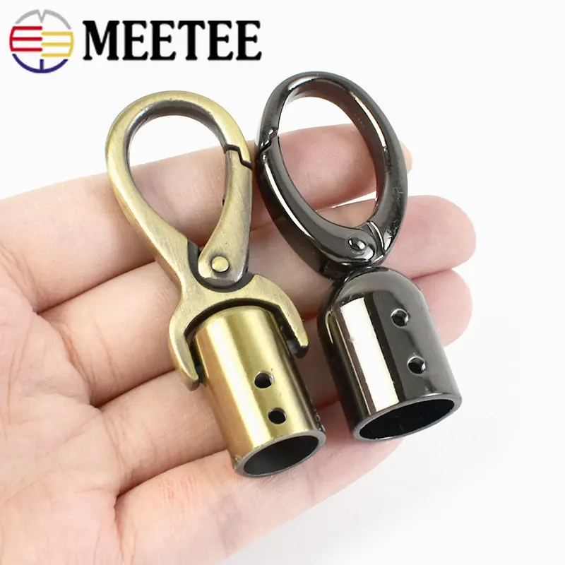 4Pcs Meetee 8-15mm Tassel Cap Clip Clasp Metal Buckles Bag Strap Cord Stopper Hook Handbag Hang Sanp Buckle Clamp Accessories