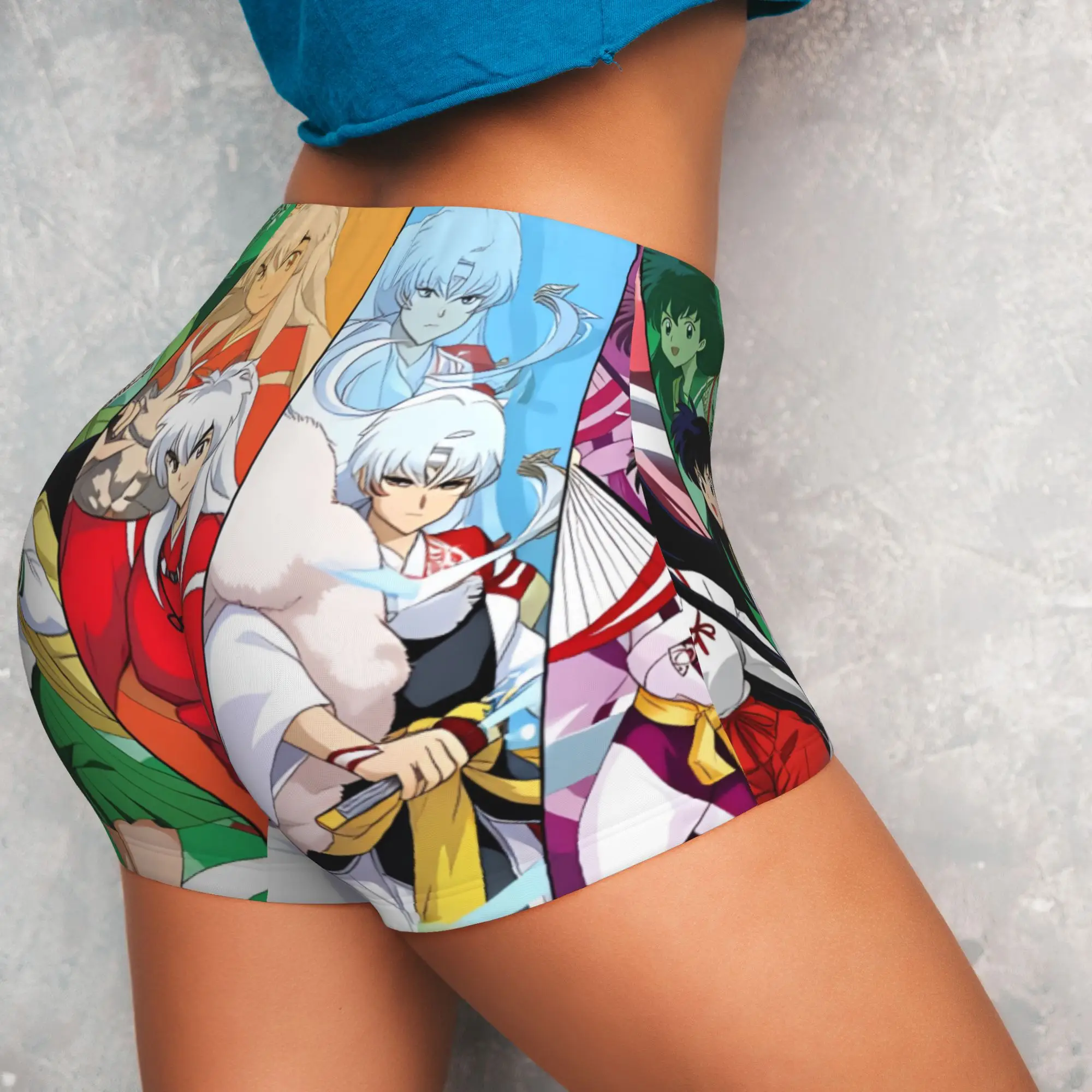 Women Inuyasha Kikyo Kagome Higurashi  Workout Yoga Shorts Sesshomaru Sango Naraku Athletic Gym Volleyball Biker Shorts