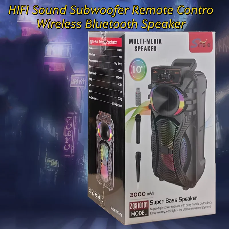 

Беспроводная стереосистема для караоке-вечеринки, 10-дюймовый 2-динамик, Bluetooth, встроенная карта Sing-e, аудио с микрофоном, HIFI, звук, сабвуфер, дистанционное управление