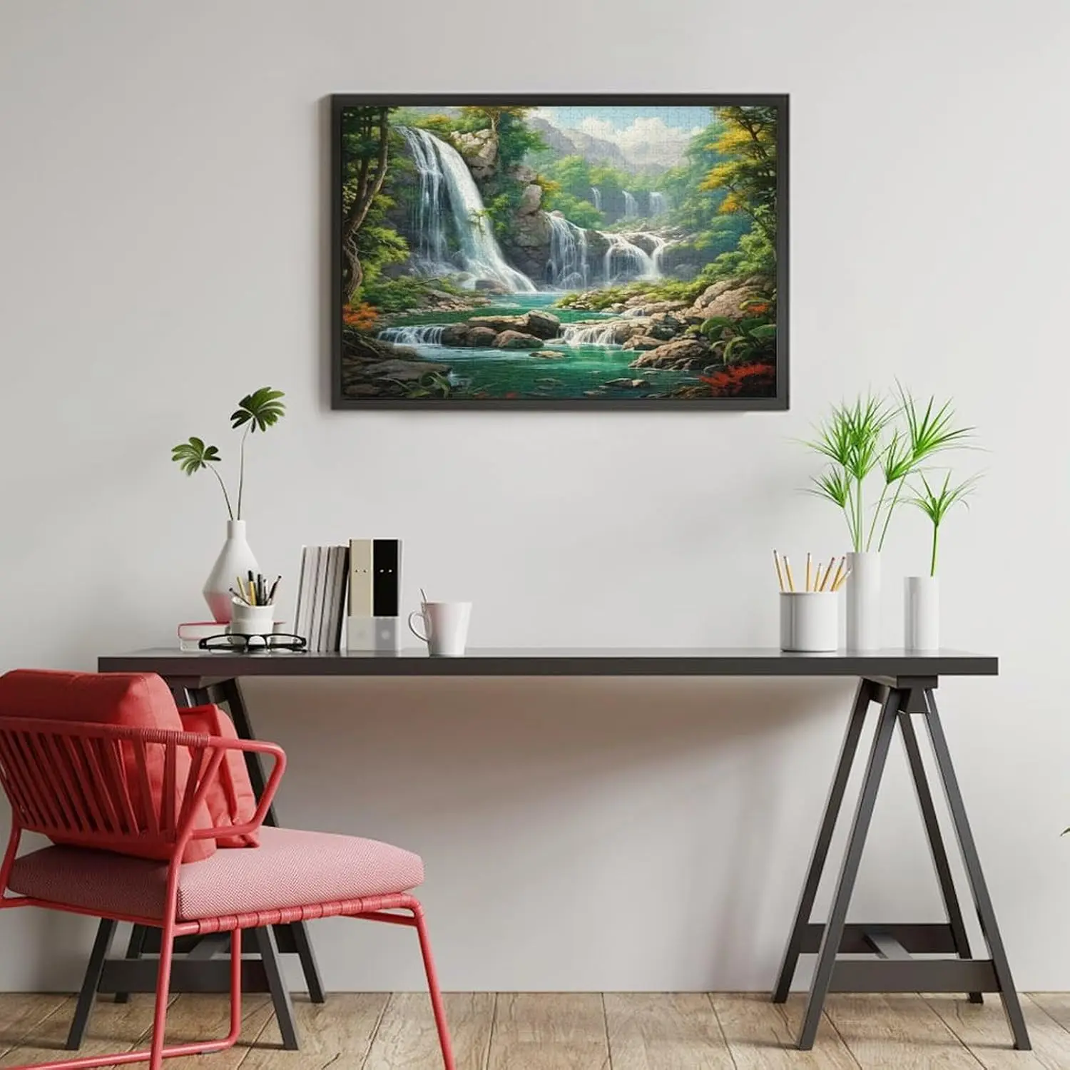 Waterfall River Wooden Puzzle 1000/500/300 Pcs Jigsaw Puzzle Challenging Family Activity Games for Gameroom Bedroom Livingroom