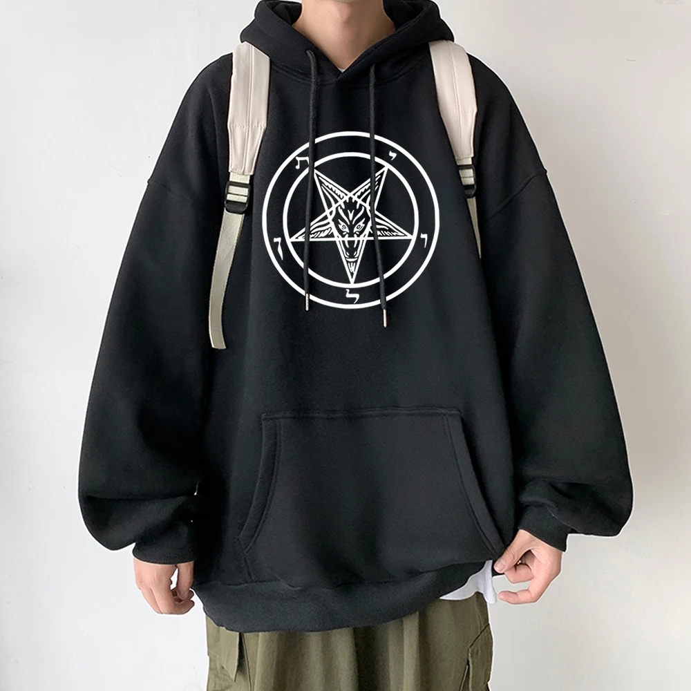 Pentagram Gothic Occult Satan Women Fashion Hoodies High Quality All-match Female Pullover Brand Clothing Harajuku Mens Tops