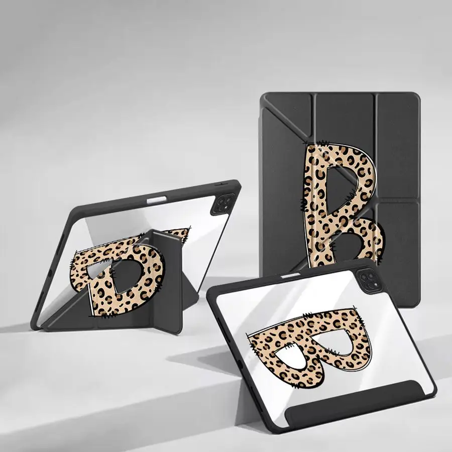Leopard Letter B Holder Cover Tablet Case For iPad Mini 6 7 Pro 11 10 9 8 7 th 12.9inch Pro 2025 Air 4 5 M3 M2 M4 11inch