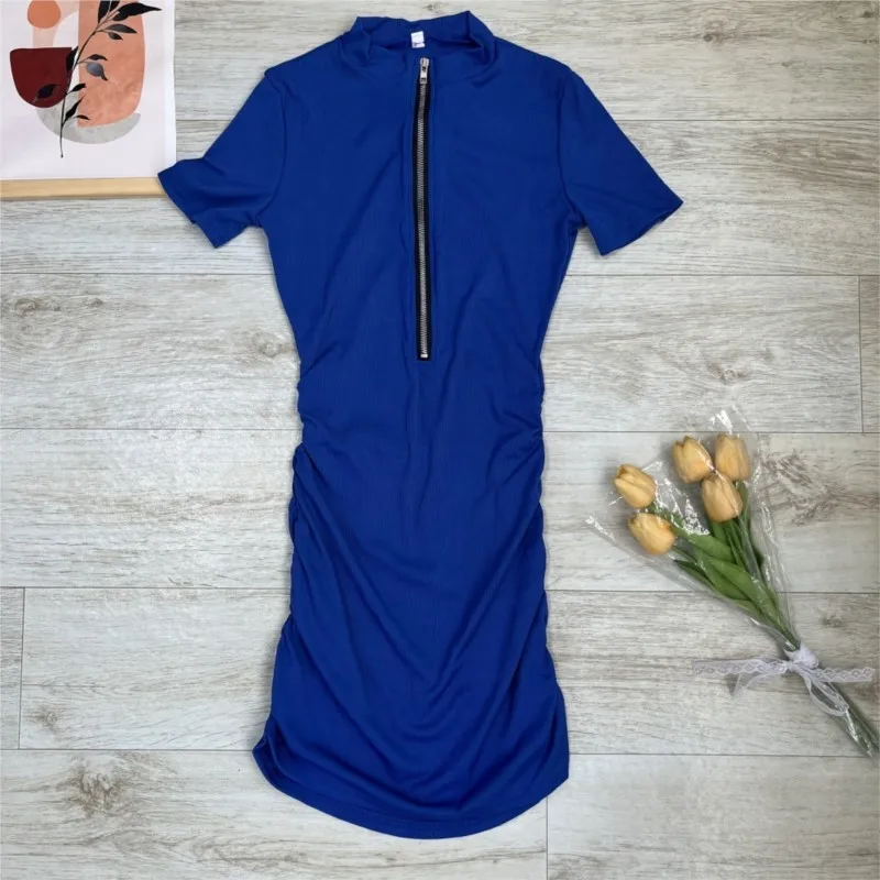 Sexy Sommer Elegantes Kleid Einfarbig Zipper Cut Out Slim Fit Kleid frauen Kurzarm Mini Kleid Club Party Vestidos 2025