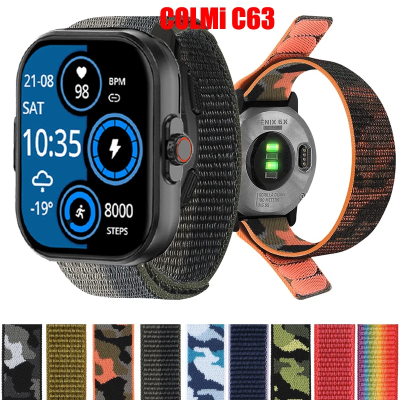 

Strap for COLMi C63 C81 Smart Watch Nylon Loop Strap 20mm 22mm Qucik Fit Band Adjustable Bracelet Correa Accessories