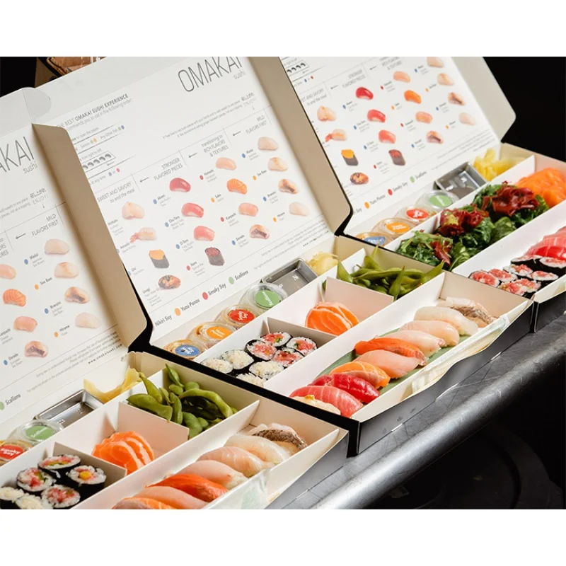 Op Maat Gemaakte Productcustom Geprinte Luxe Magnetische Restaurant Lunch Bento To Go Take-Out Container Premium Papier Afhaalpakket