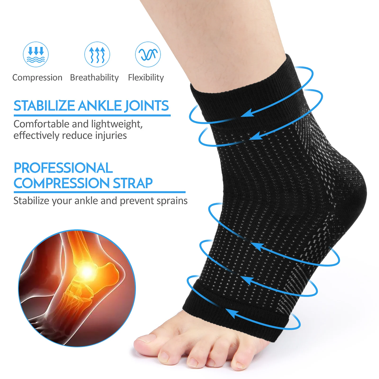 Pressure Support Sock Toless Ankle Protective Sock High Elastic Pressure Support Stocking Ankle Brace Relief Support Socks