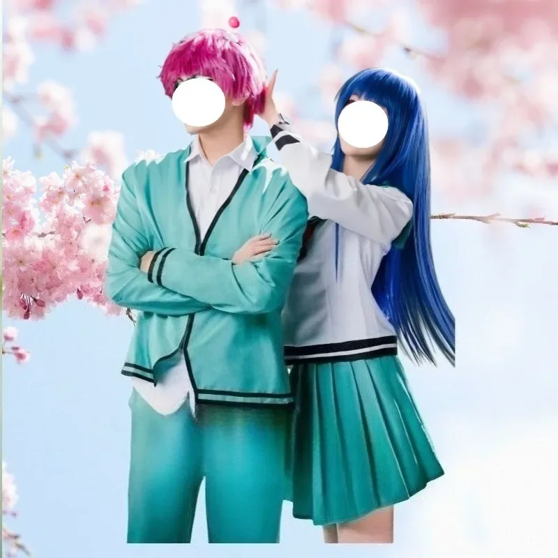 

Anime Saiki Costume Kusuo Green JK School Uniform Skirt Teruhashi Cosplay Kokomi Coat Pants Full Set for Unisex Theme Party