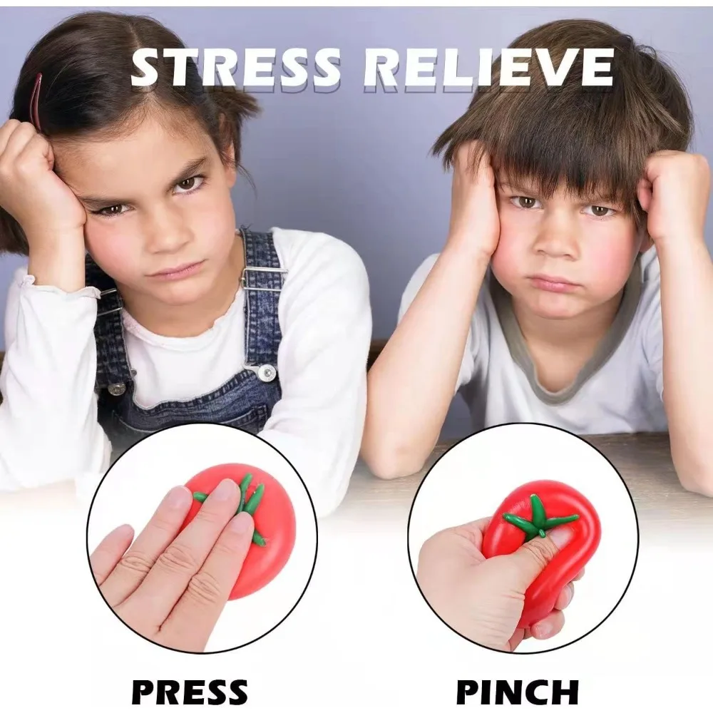 Tomato Squishy Stress Ball – Weiches, sensorisches Fidget-Spielzeug für ADHS, Autismus, langsames Rebound-Quetschspielzeug für Erwachsene und Kinder, Weihnachtsgeschenk