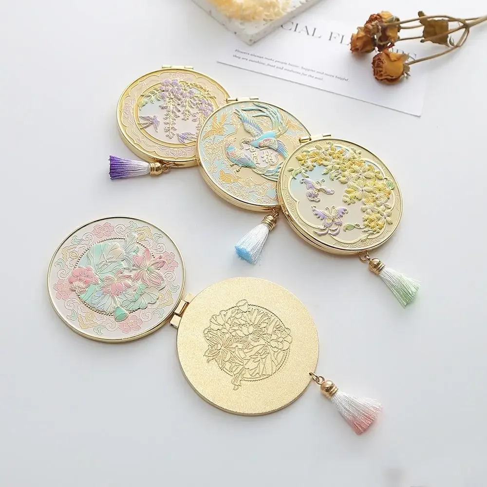 Crafts Metal Makeup Mirror Portable Folding Cosmetic Mirror Exquisite Creative Handheld Mirror Women