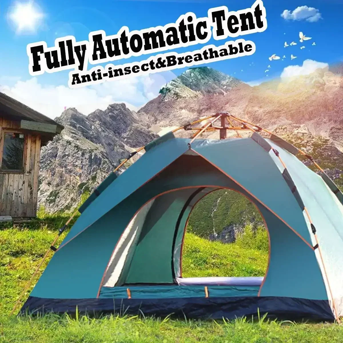 4 season Tents Large Tent Sun Shelters 3-4 Person Outdoor Camping Tents Automatic Pop Up Tents Throw For Big Family Hiking Beach