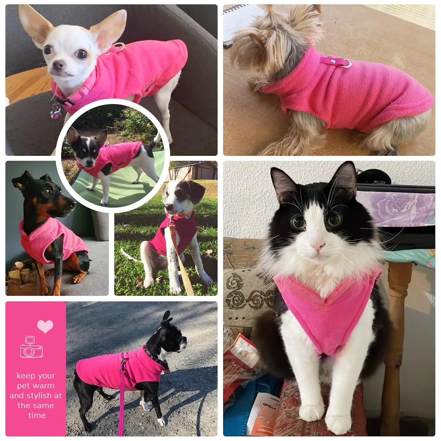 Fleece Pet Sweater Vest with Leash Ring Warm Pullover for Small Dog Cat Puppy Winter Apparel, Customized