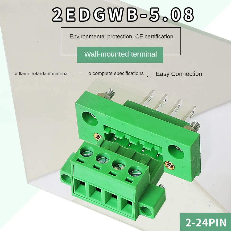 

2EDGWB-5.08MM-2-24P Pluggable Terminal Block with Through Wall Green Insert