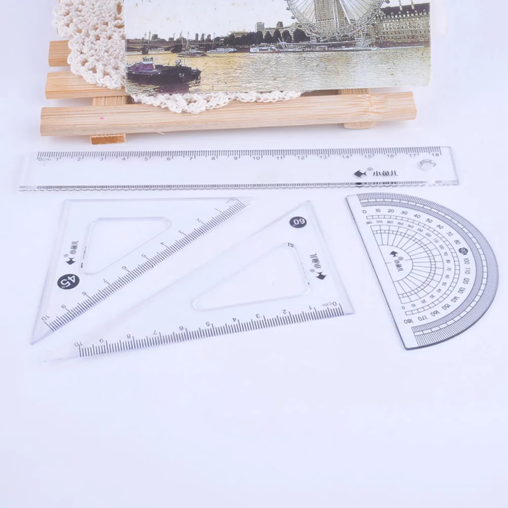 6pcs Compasses Set Student Stationery Precision Drawing Tools Metal Plastic Ruler Lead Circle Geometry School Supplies