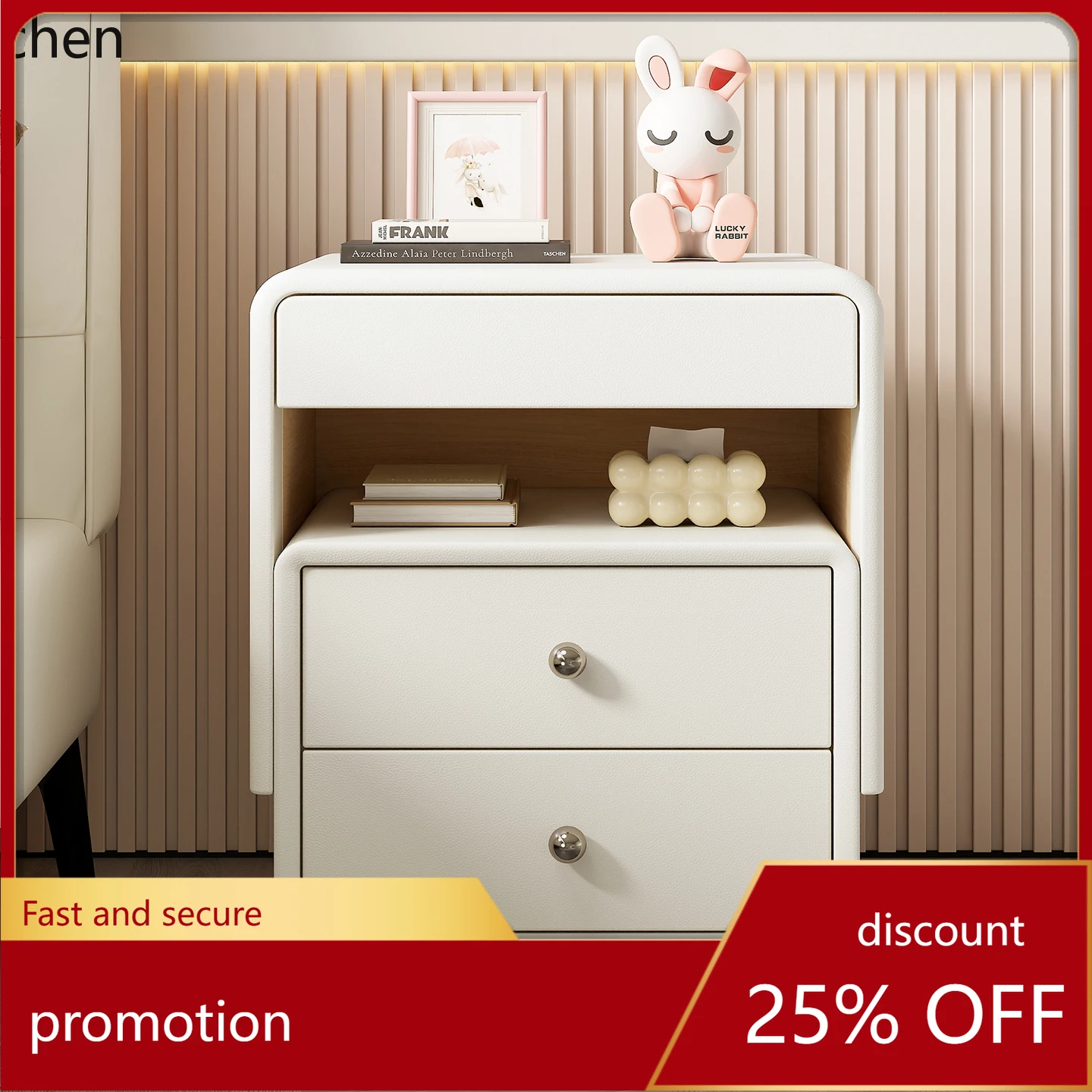 

HXL Minimalist Solid Wood Bedside Table Light Luxury Storage Cabinet Simple Bedroom Organizer