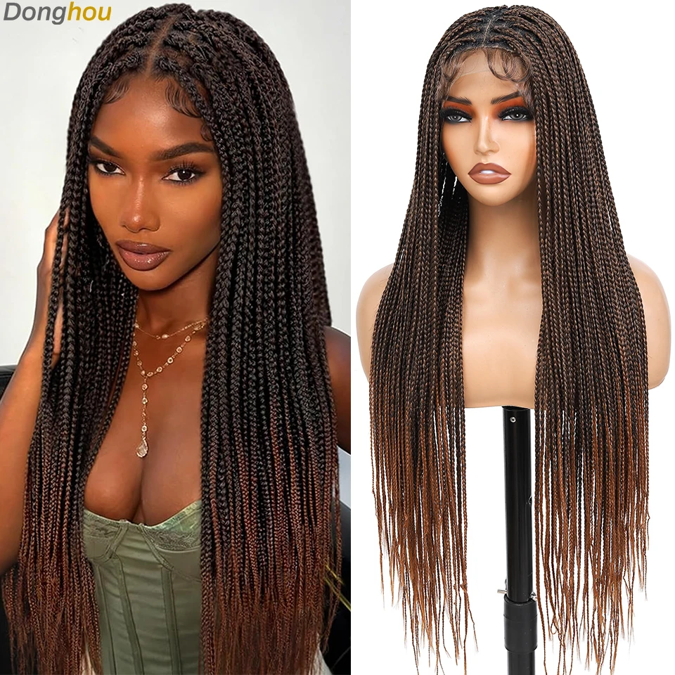 30 Inch HD Box Braided Lace Front Wigs Knotless Braided Wigs For Black Women Box Braid Wig With Baby Hair Blended Lace Braid Wig