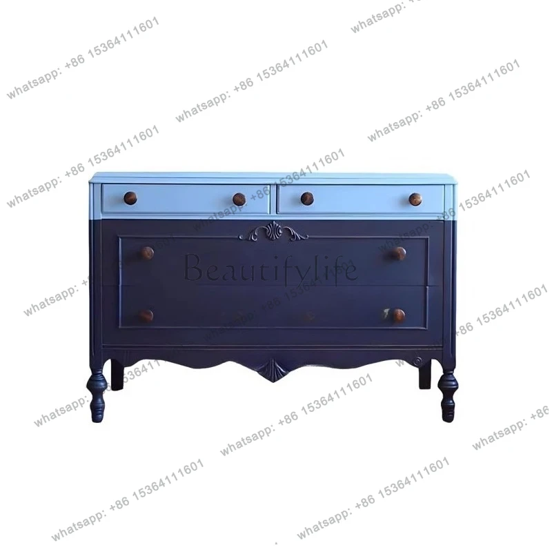 

French retro entrance cabinet, living room against the wall, decorative storage cabinet