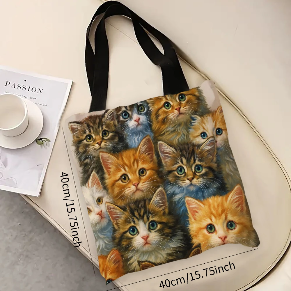 

Большая сумка с кошачьим принтом, сумки-шопперы на плечо для женщин, эко-складная многоразовая сумка для покупок 7,3