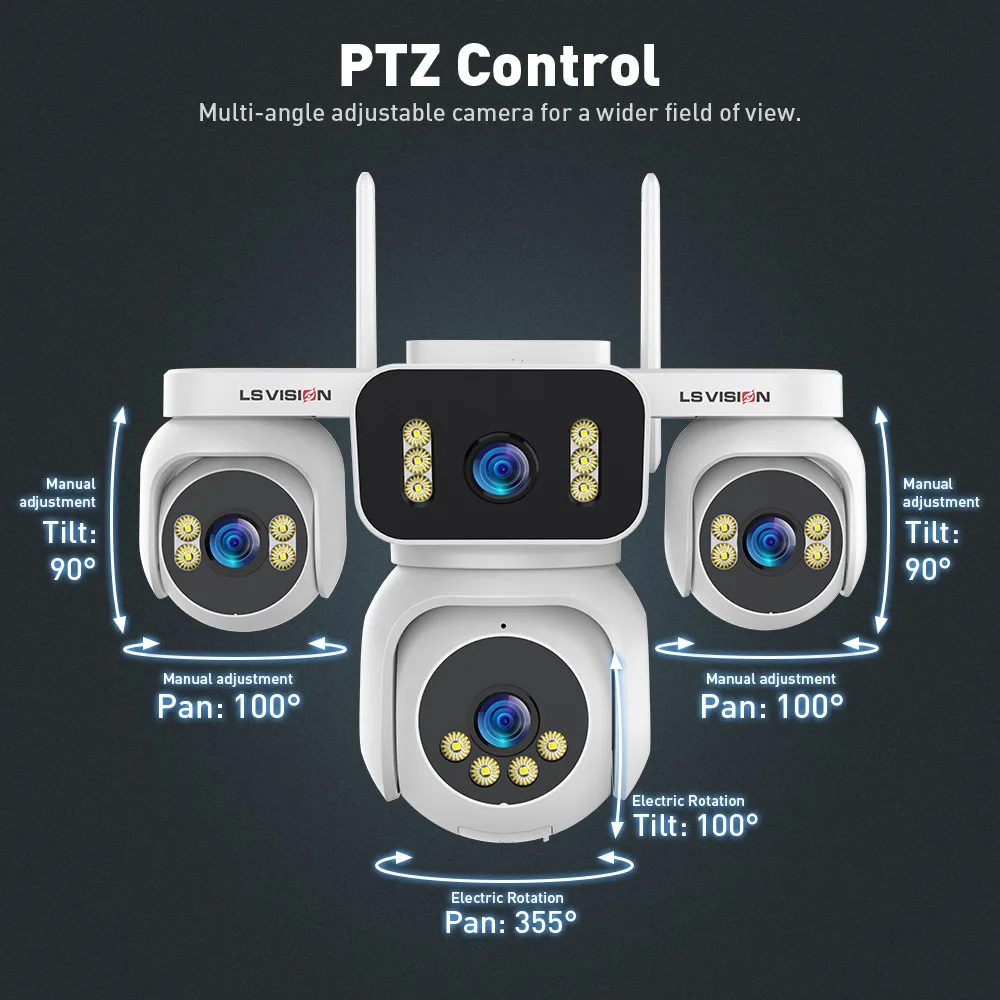 LS VISION 20MP 4 Screens WiFi IP Camera Wireless 4Lens 16X Zoom PTZ Security Cameras CCTV Auto Tracking Outdoor Surveillance Cam - Image 5