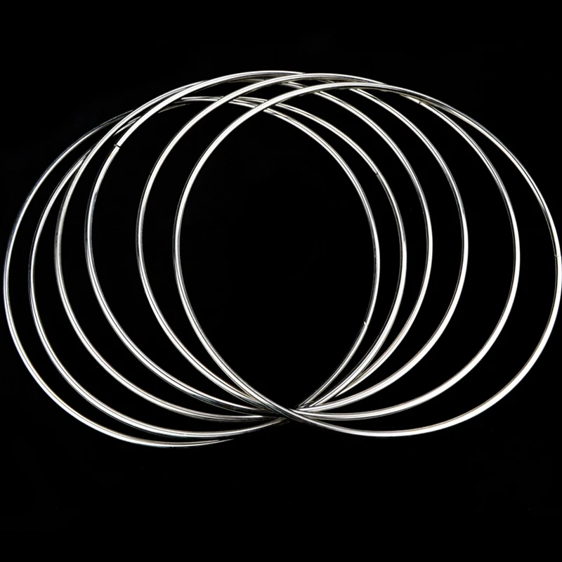 Chinese 6 Linked Big Rings Silver Stage Magic Tricks Toys For Professional Magicians