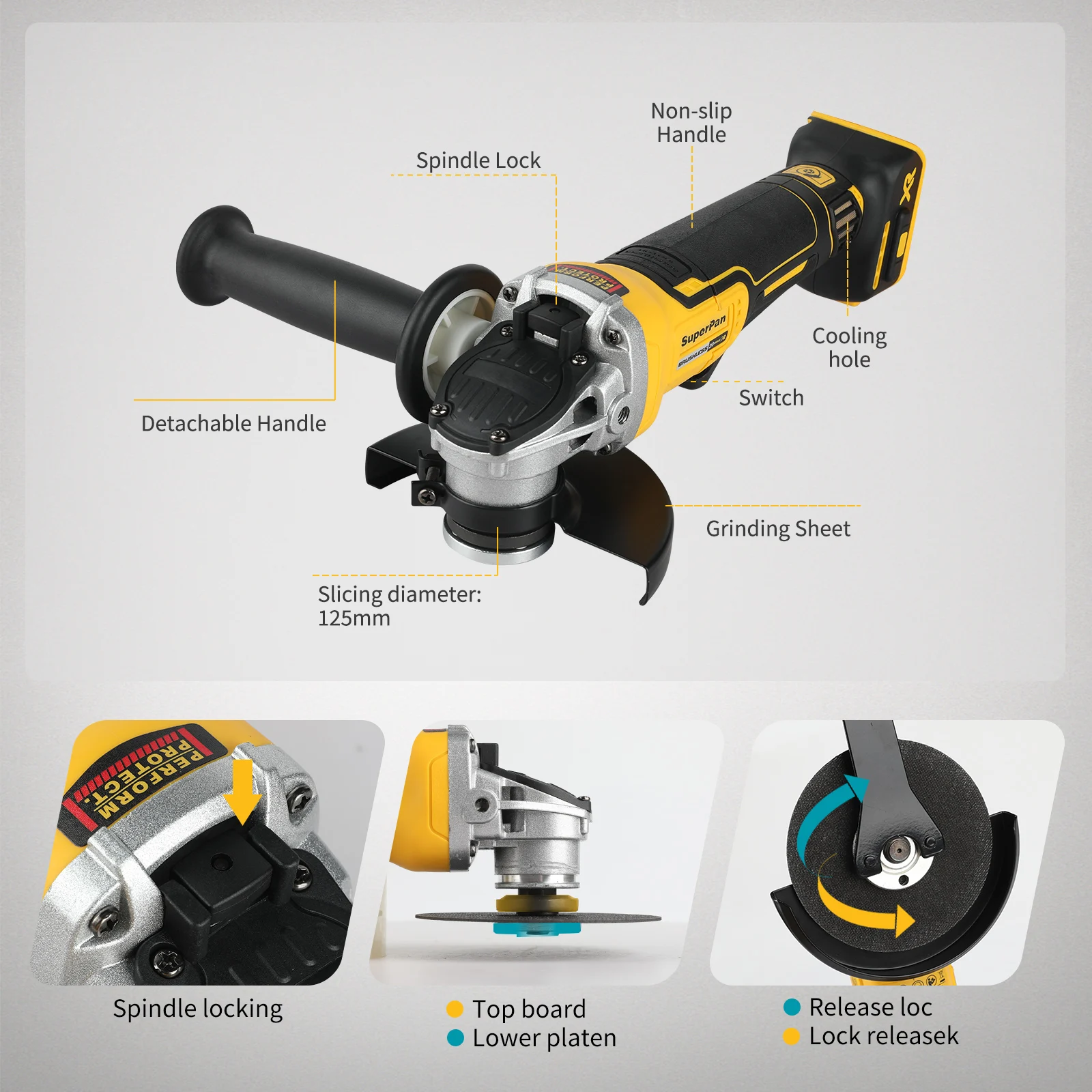 superpan-dcg406-20v-125mm-meuleuse-d'angle-outil-de-coupe-robuste-compatible-avec-les-batteries-dewalt-pour-batterie-dewalt-18v