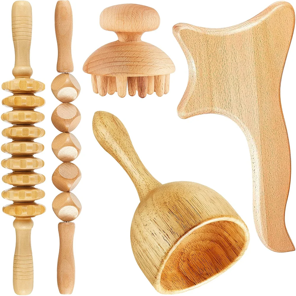 Wooden Physiotherapy Massage Tools Anti Cellulite Fascial Massage Roller For Full Body Muscle Pain Relief Massager