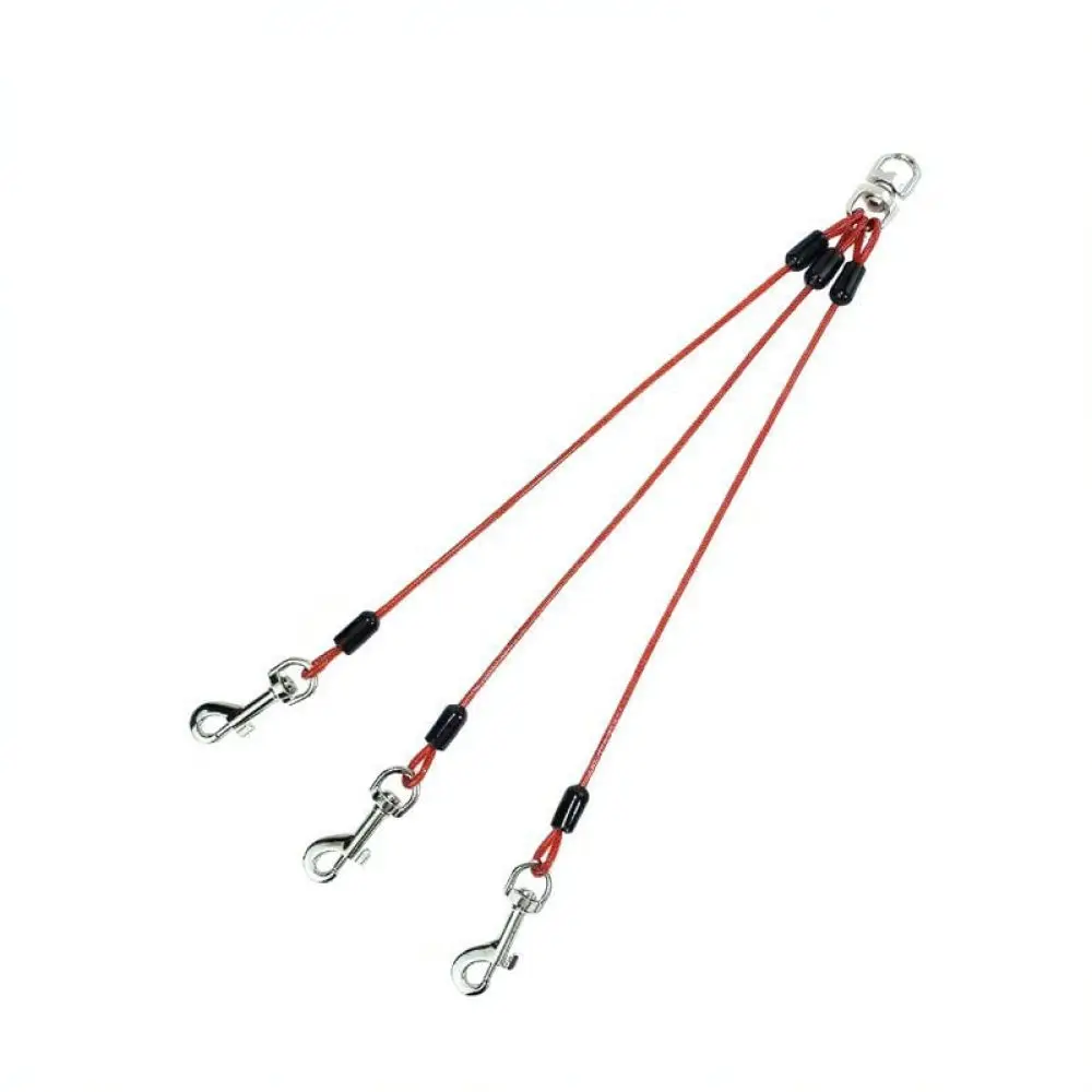 Pet Leash Metal Triple Splitter Anti Tangle Traction Rope For Small Dog Puppy Outdoor Walking Training Lead