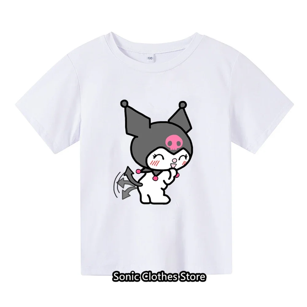 

Kids Girls Summer Short-sleeved T-shirt Cute Cartoon Kuromi Flower T Shirts Baby Boys and Girls T-shirt Tees Tops Cotton 2-13y