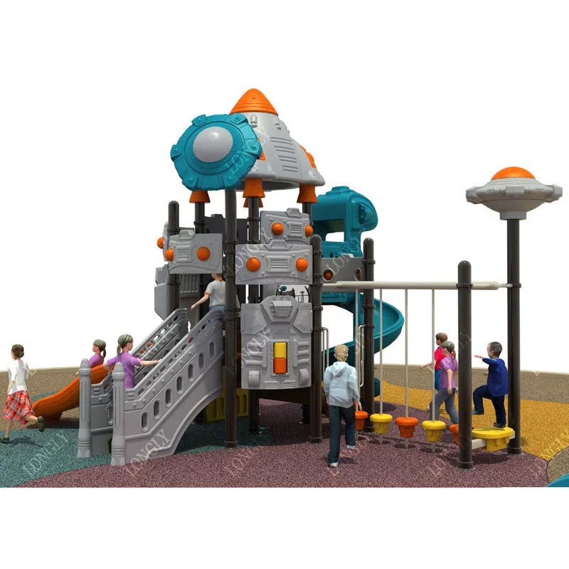 Popular Rocket Castle Theme Amusement Park Equipment Kids Slide Outdoor Playground